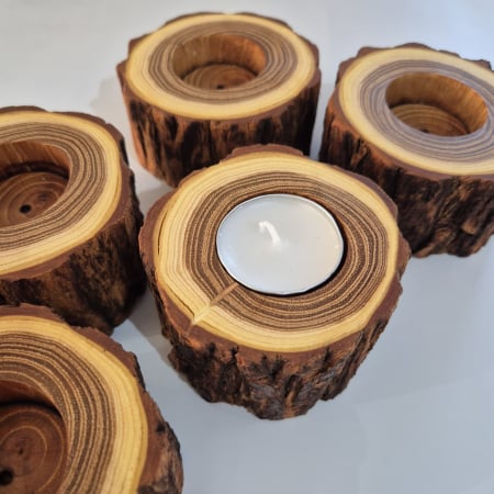 SUPORT LUMANARI - Suport din salcâm pentru lumânare – handmade