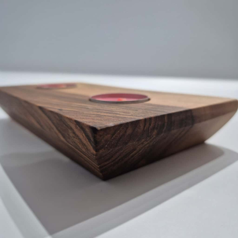 Suport dublu pentru lumânări din lemn masiv – handmade [2]