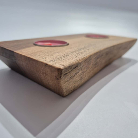 Suport dublu pentru lumânări din lemn masiv – handmade [1]