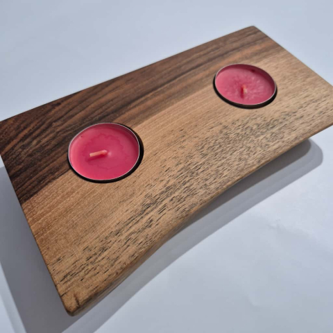 Suport dublu pentru lumânări din lemn masiv – handmade [3]