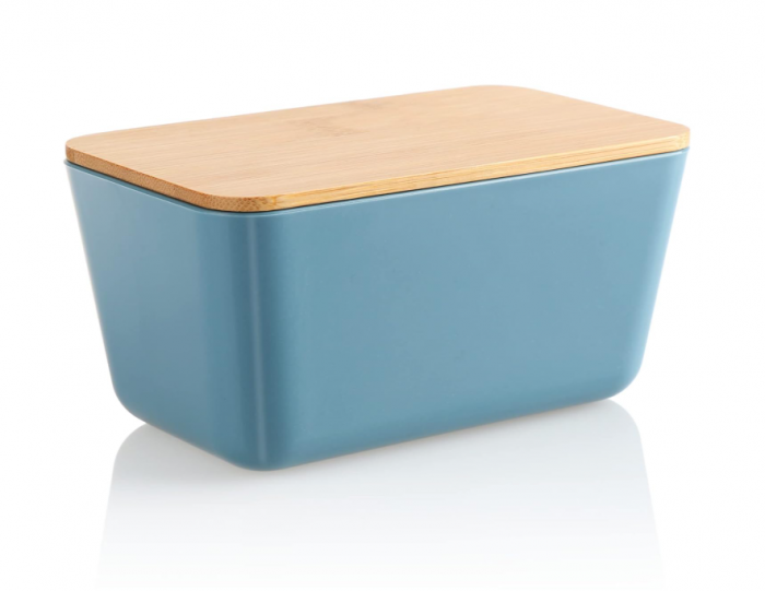 2 x Recipiente de depozitare alimente cu capace din bambus COM-FOUR, gri deschis si albastru [9]