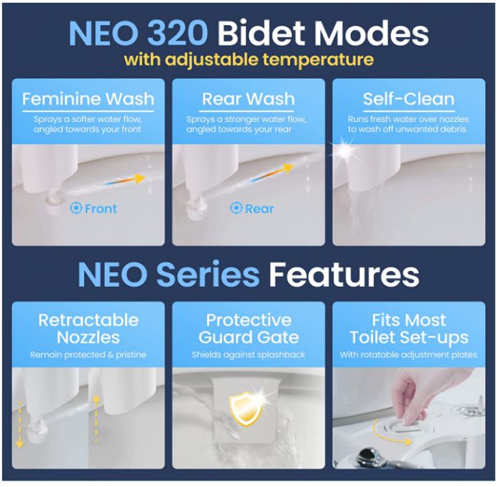 Accesoriu bideu pentru scaun toaleta LUXE Bidet, duză dublă [4]