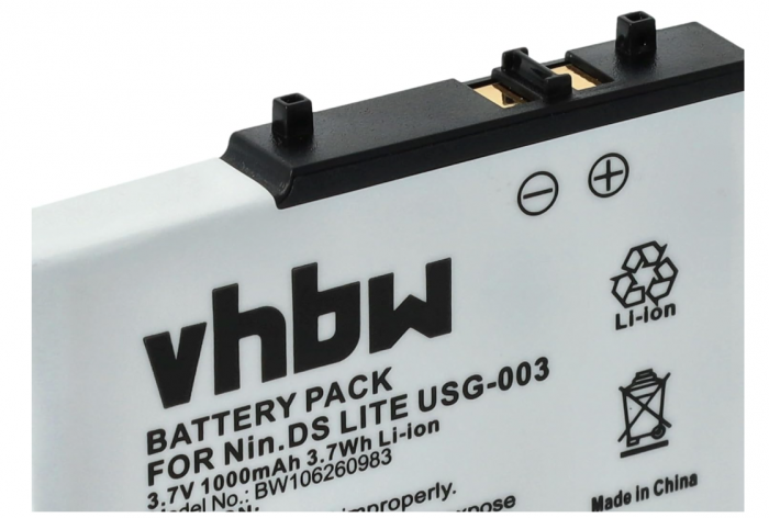 Acumulator VHBW pentru Nintendo DS Lite, 1000mAh, 3.7V, Li-Ion [5]