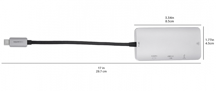 Adaptor HUB 4 în 1 Amazon Basics, USB-C la HDMI cu port Ethernet, 100 W [6]