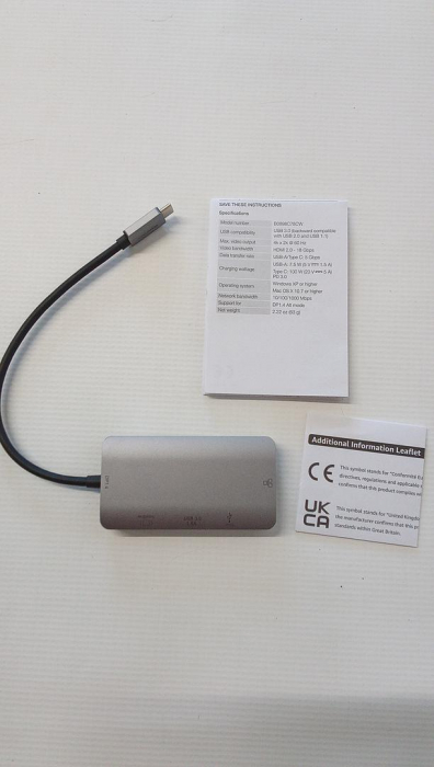 Adaptor HUB 4 în 1 Amazon Basics, USB-C la HDMI cu port Ethernet, 100 W [2]