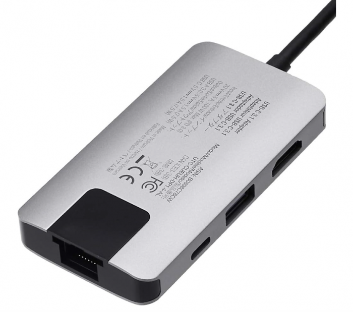 Adaptor HUB 4 în 1 Amazon Basics, USB-C la HDMI cu port Ethernet, 100 W [5]