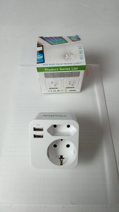 Adaptor priză Hoppac Anglia, 2 porturi USB 2.4A cu mufă europeană și Schuko tip G [2]