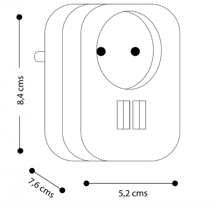 Adaptor SIMON, Adaptor de călătorie cu priză Schuko de 16A și 2 mufe USB, Adaptor de alimentare pentru încărcare de perete, USB Thief [3]