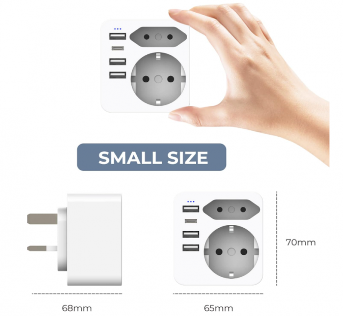 Adaptor UK Hoppac, Adaptor 6 în 1, 3 USB, 1 USB-C [5]