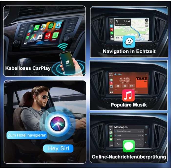 Adaptor USB wireless Apple Carplay Carlinkit 3.0 Mini pentru autoturisme, alb [8]