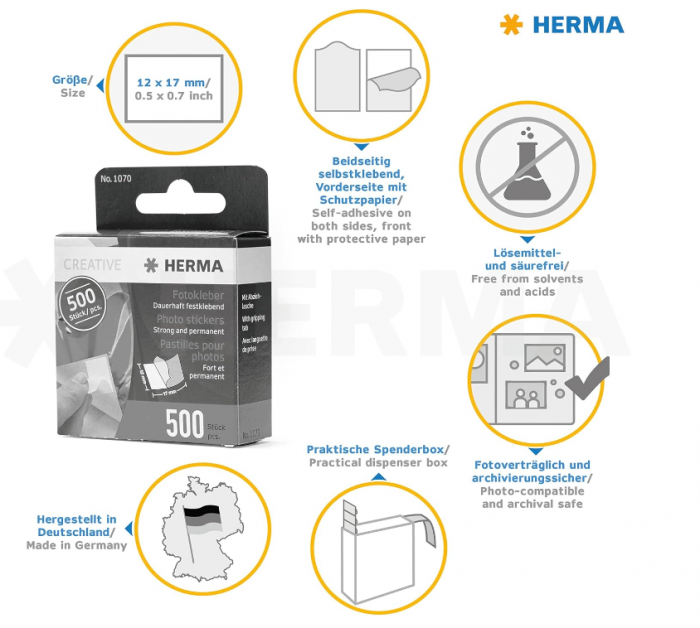 Adeziv foto HERMA 1070, 500 de bucăți, benzi foto autoadezive [7]