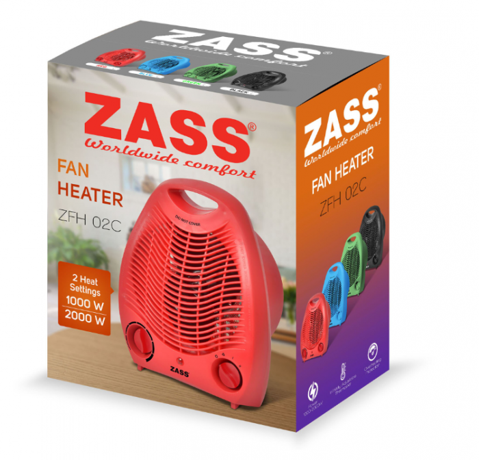 Aeroterma electrica Zass ZFH 02C, culoare rosu, 2 trepte de putere: 1000W / 2000W [4]
