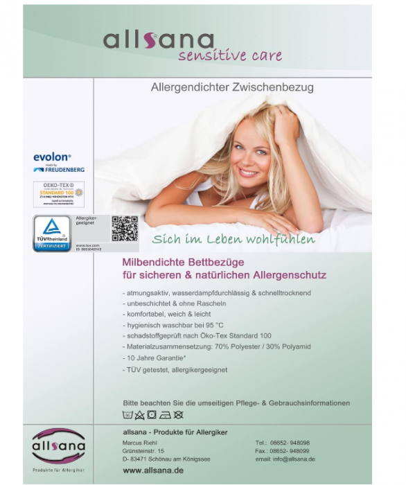 Allsana Husă pilotă Sensitive Care, 240 x 220 cm, Hipoalergenică, Anti-acarieni [4]