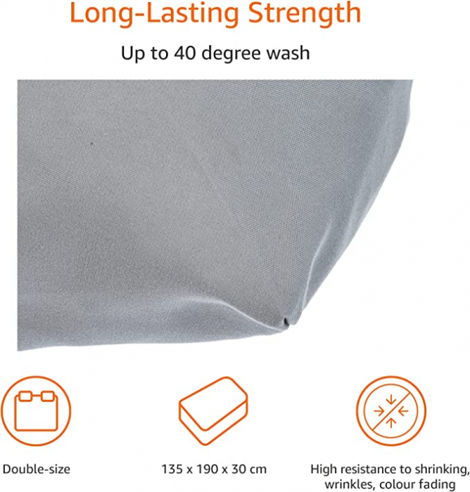 Amazon Basics - Cearşaf gri din microfibră (135 x 190 x 30cm) [2]