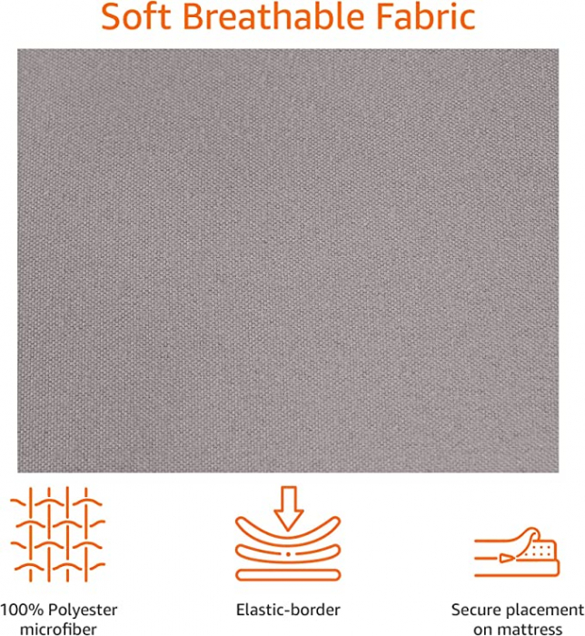 Amazon Basics - Cearşaf gri din microfibră (135 x 190 x 30cm) [3]