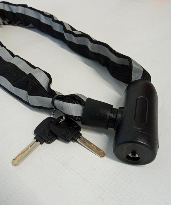 Antifurt cu cheie pentru bicicleta, lungime 70 cm, negru/alb [2]