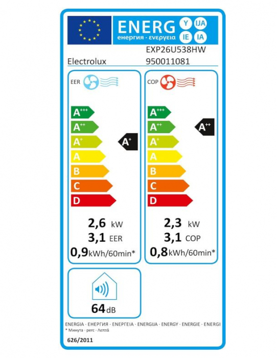 Aparat de aer conditionat portabil Electrolux EXP26U338HW, ChillFlex Pro, 10335 BTU, Gaz R290 [15]