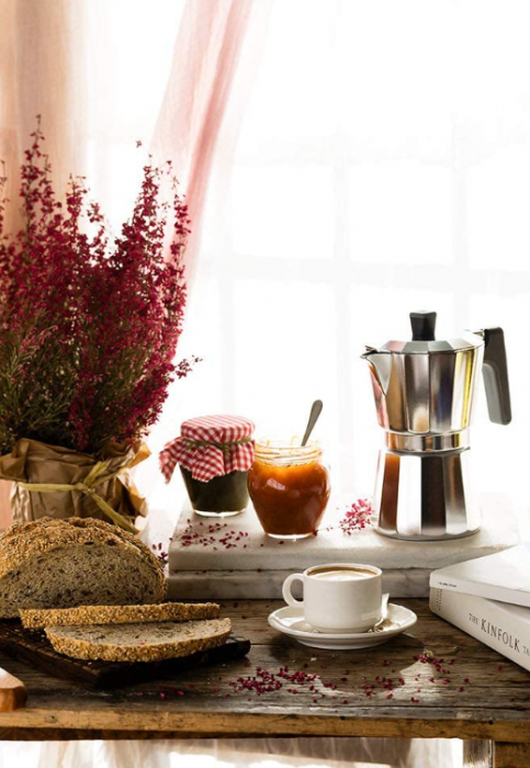 Aparat de cafea italian cu inducție BRA, Aluminiu, Capacitate 6 căni, Argintiu [5]