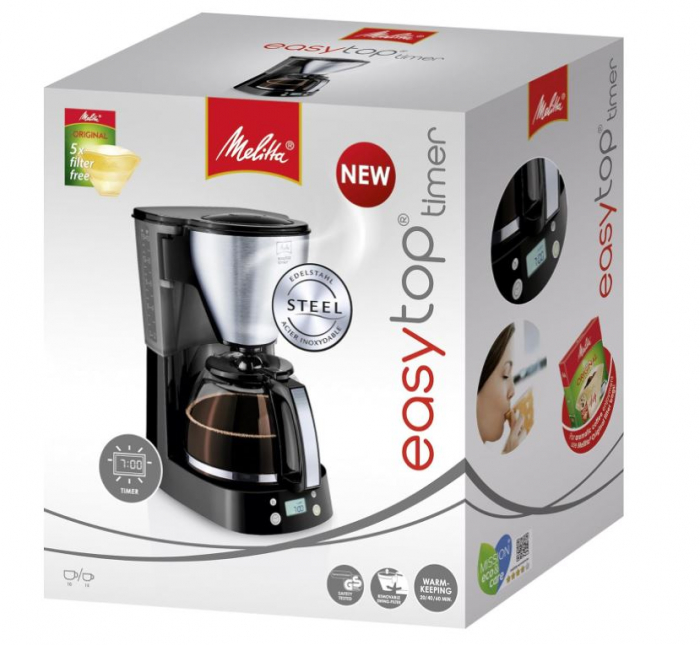 Aparat de cafea Melitta Easy Top Timer 1010-15, 1.25L, Negru [3]