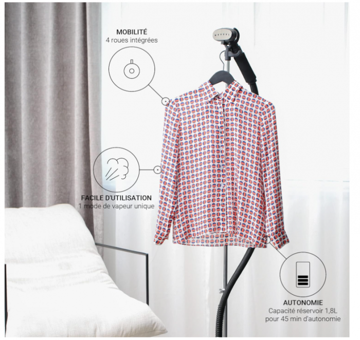 Aparat de calcat cu abur vertical STEAMONE H18B H18B-Abur 1800W, 40g/min, 1800ml [7]