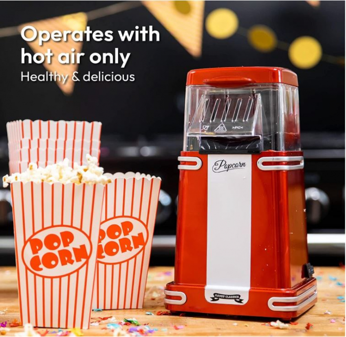 Aparat de facut popcorn cu aer cald Gadgy, fara ulei, retro, rosu [8]