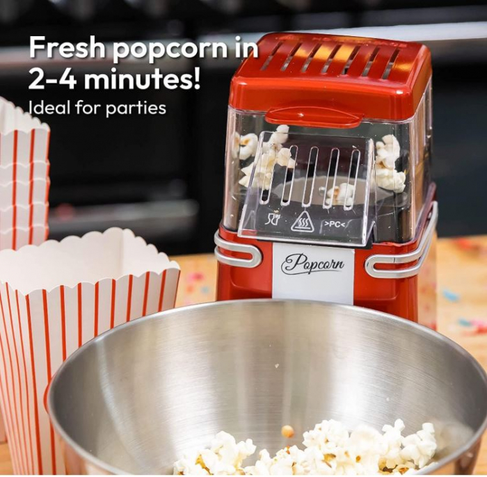 Aparat de facut popcorn cu aer cald Gadgy, fara ulei, retro, rosu [7]