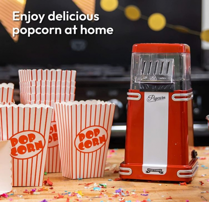 Aparat de facut popcorn cu aer cald Gadgy, fara ulei, retro, rosu [5]