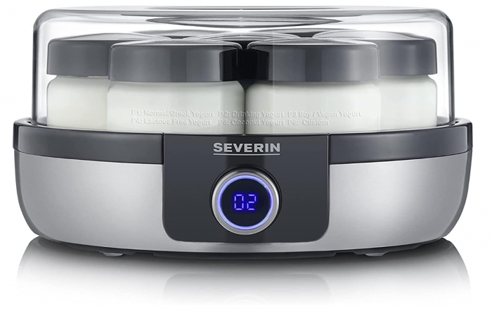 Aparat de preparat iaurt Severin JG 3521 cu afisaj digital LED, 7 borcane de 150 ml, fara BPA [7]