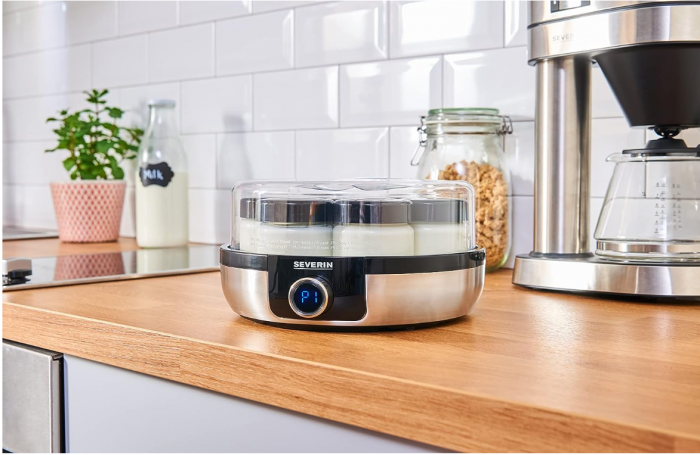 Aparat de preparat iaurt Severin JG 3521 cu afisaj digital LED, 7 borcane de 150 ml, fara BPA [9]