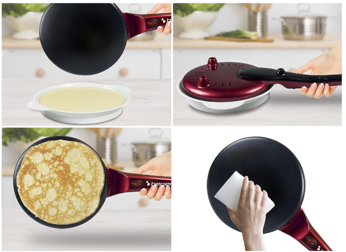 Aparat pentru prepararea clatitelor Beper BT.710Y, cu maner, 800 W [3]