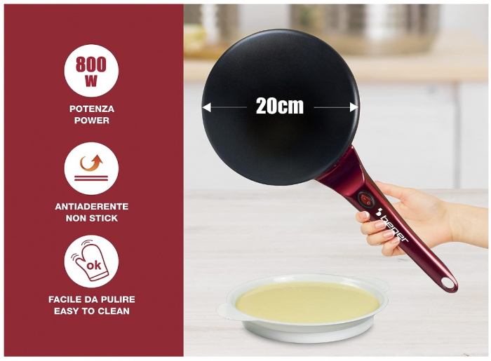 Aparat pentru prepararea clatitelor Beper BT.710Y, cu maner, 800 W [2]