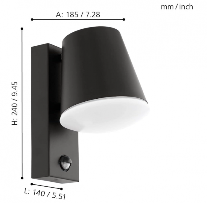 Aplică de exterior cu senzor Eglo 97451 CALDIERO, negru [7]