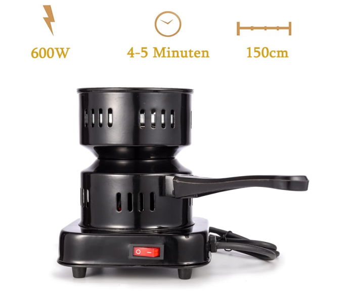 Aprinzator Carbuni Narghilea Electric RMAN 600 W, negru [5]