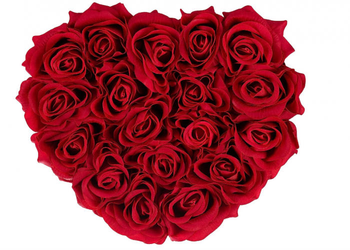 Aranjament floral Relaxdays cu trandafiri in forma de inima, cutie neagra [2]