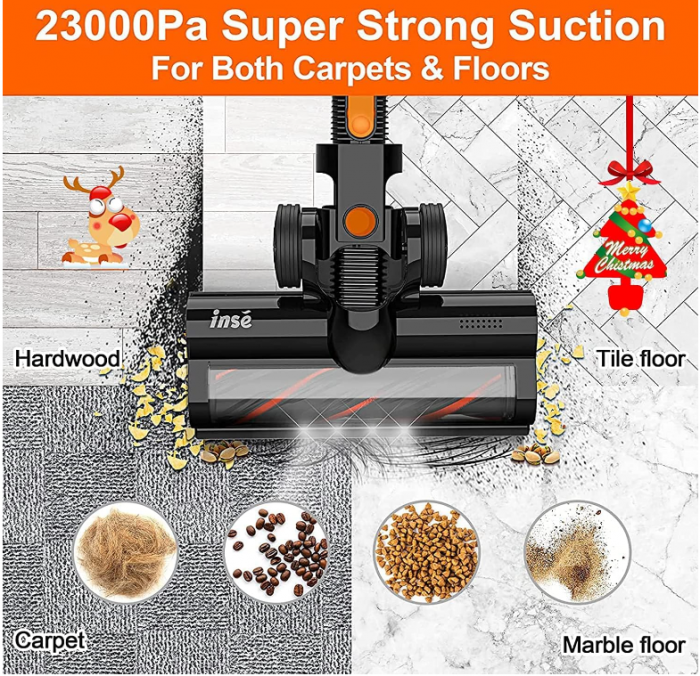 Aspirator fără fir INSE 6 în 1, fără sac, 250W, recipient de praf 1.2 L [5]