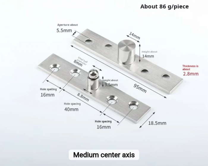 Balama pivotanta, rotativa 360 grade, inox, 100 x 20 mm, argintiu [6]