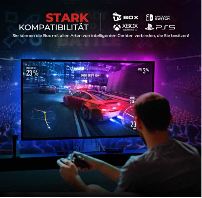 Bandă LED pentru TV ISNOW, RGBIC, iluminare de fundal TV pentru 75-85 inchi, Dolby 4K60HZ [4]