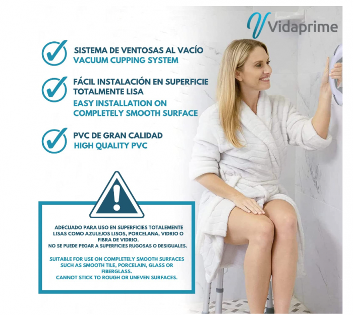 Bara de sprijin pentru baie VidaPrime cu Ventuză, pentru batrani, 30 cm [4]