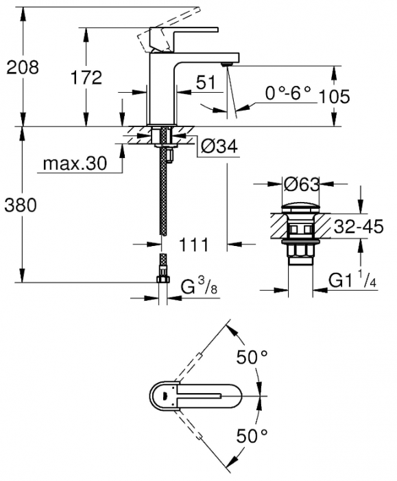 Baterie chiuveta GROHEPlus, robinet baie, crom, 33163003 [2]