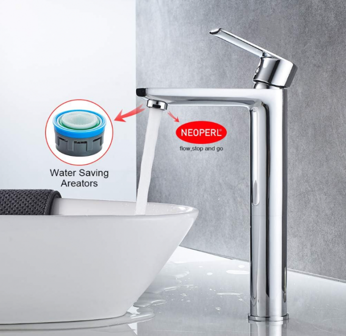 Baterie de baie Ibergrif, robinet pentru chiuveta, cu economisire de apa, inaltime 253 cm, racord apa rece/calda [4]