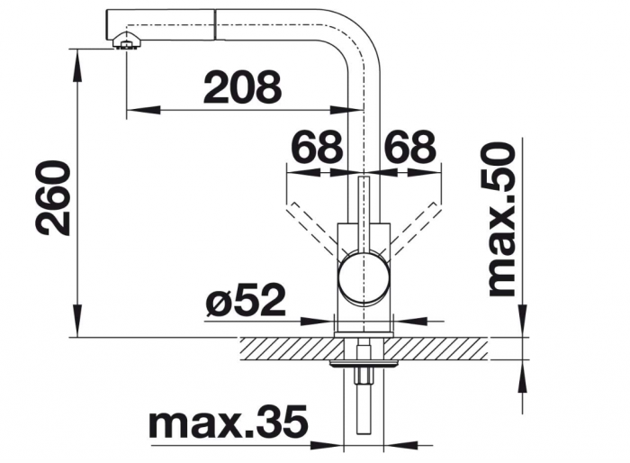 Baterie de bucătărie BLANCO 521466 cu presiune joasă MILA-S, robinet, crom [4]