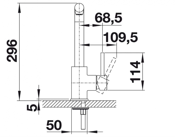 Baterie de bucătărie BLANCO 521466 cu presiune joasă MILA-S, robinet, crom [5]