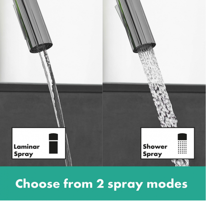 Baterie de chiuveta Hansgrohe Focus M41, extensibila, 2 tipuri de jeturi, crom [2]