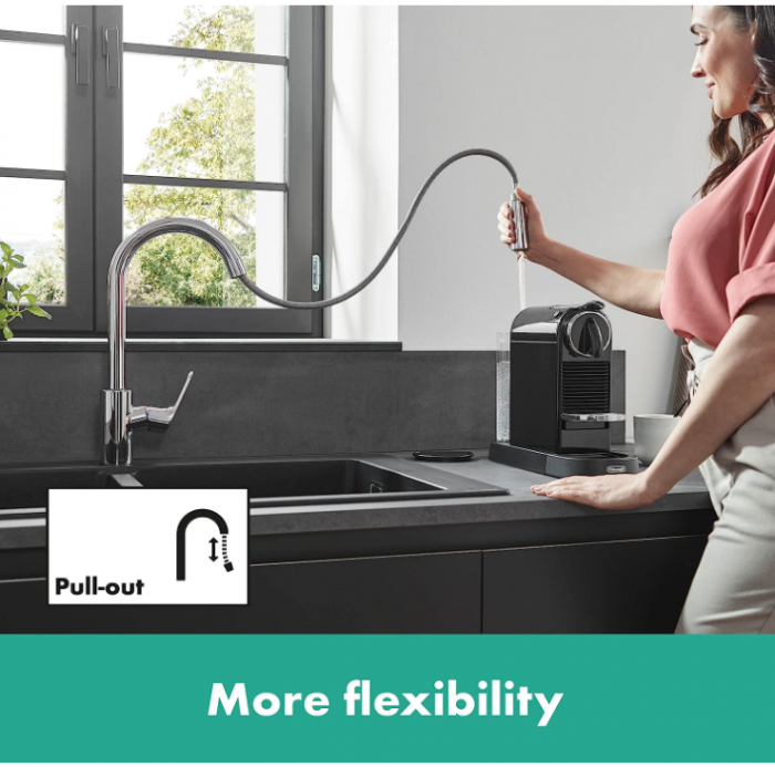 Baterie de chiuveta Hansgrohe Focus M41, extensibila, 2 tipuri de jeturi, crom [4]