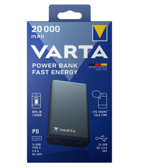 Baterie Externa Varta 20,000 mAh, cablu de incarcare Micro USB [7]
