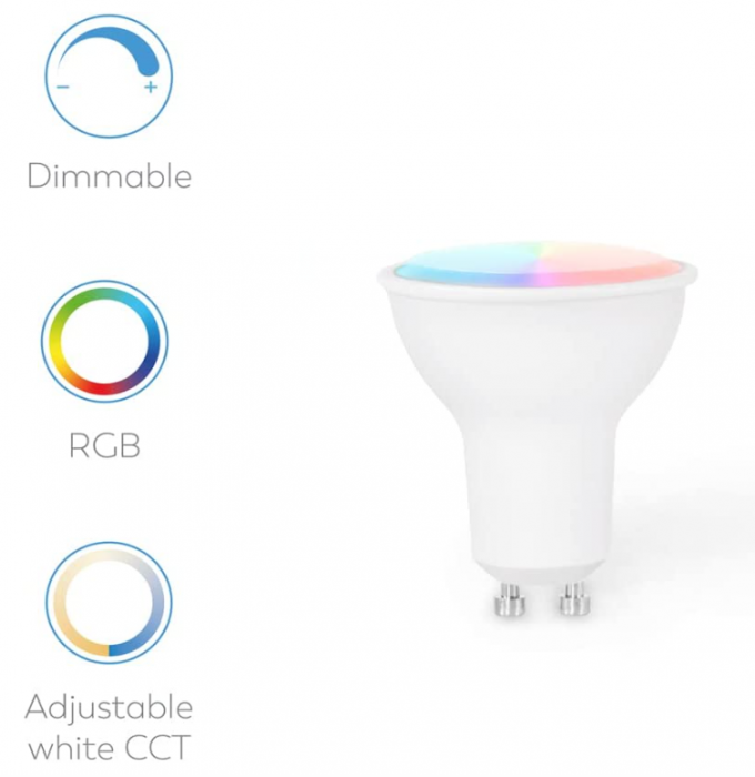 Bec LED Inteligent Garza Zigbee Dicroic GU10, 4,5 W (echivalent cu incandescență de 40 W), necesită Bridge/Bridge, RGB + CCT [3]