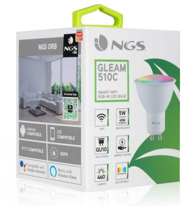 Bec LED inteligent NGS GLEAM510C Wi-Fi RGB+W, 5W GU10 460LM [5]