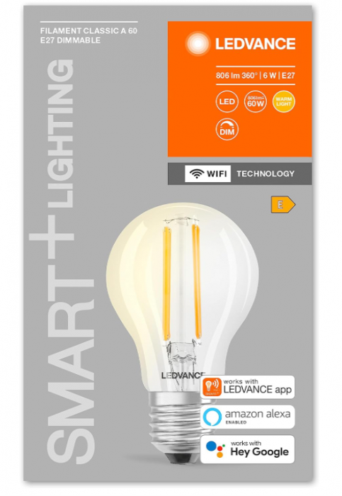 Bec LED Ledvance Smart cu WiFi, soclu E27, reglabilă, alb cald (2700 K) [6]