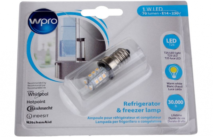 Bec LED pentru frigidere, 1W, E14, T25, WPRO 484000008964 [1]