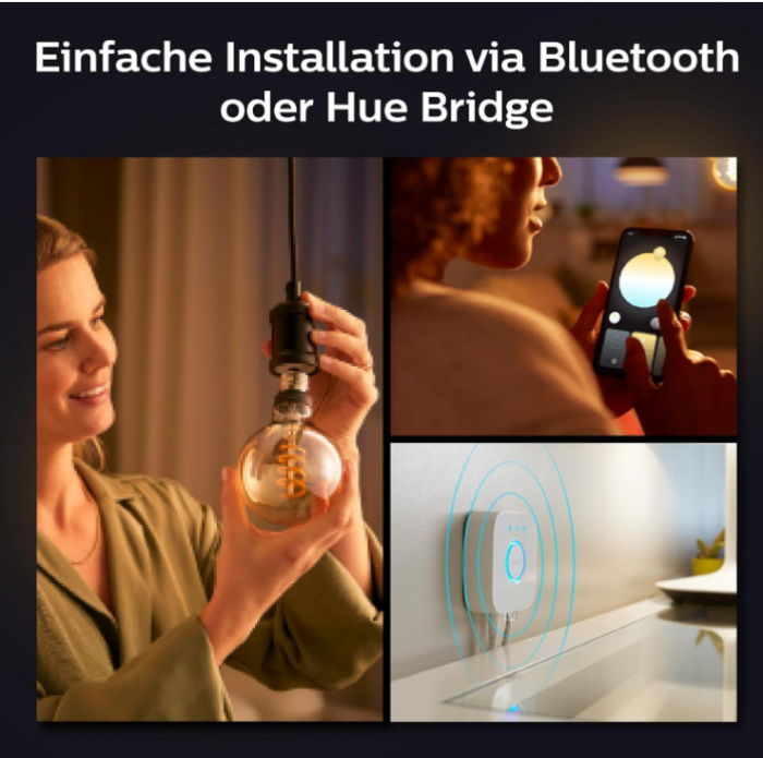 Bec LED Philips Hue White E27 G93 550 lm, lumină albă caldă [5]